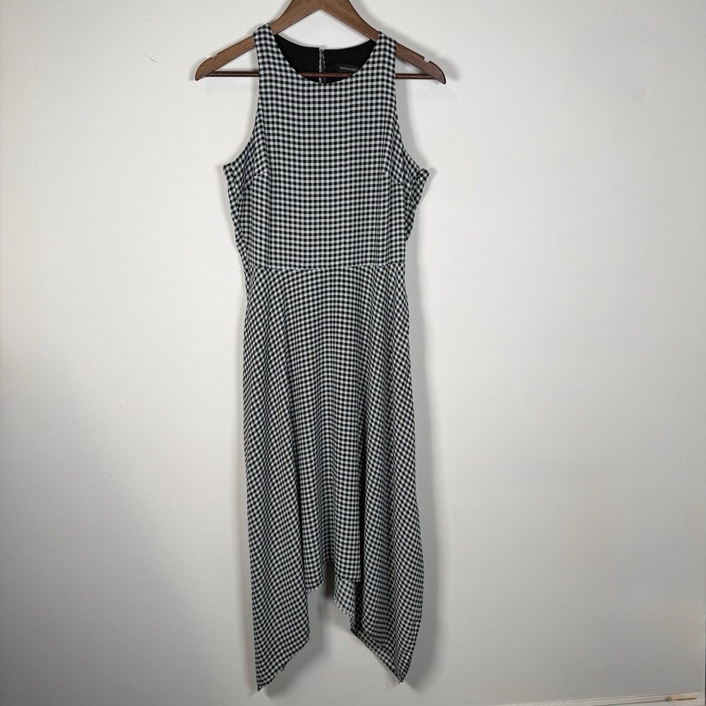 Women's Banana Republic Dress Sleeveless Checkered‎ Print Asymmetrical Size 6